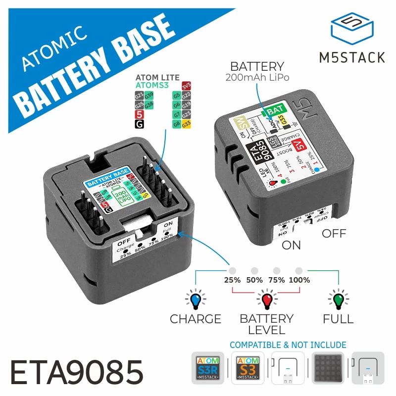 M5Stack Atomic 배터리 베이스 충전식 전원  - M5Stack Core2 리뷰 및 가격