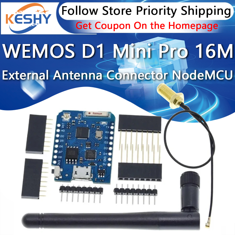 WEMOS D1 Mini Pro 16M 바이트 외부 안 - D1 Mini Pro 리뷰 및 가격